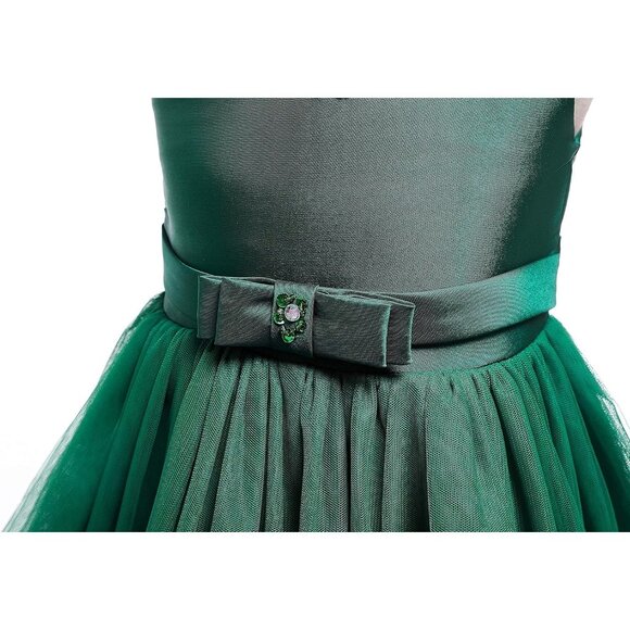 🆕Girl Dark Green Cotton Flower Ruffles Dress Vintage Wedding Bridesmaid Pageant - Picture 6 of 7